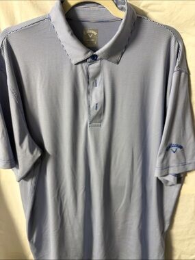 Callaway Light Blue Micro-Striped Men’s Golf Polo